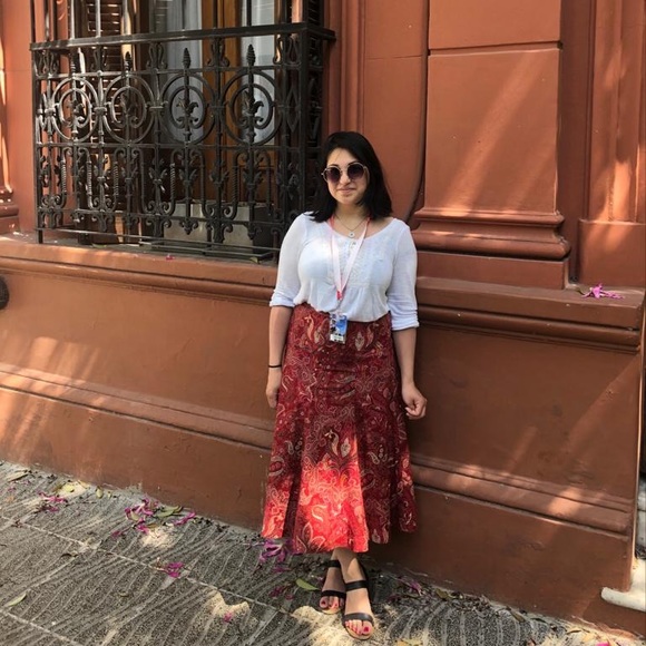 Vintage | red paisley print A-line maxi skirt, US 6 - Picture 12 of 12